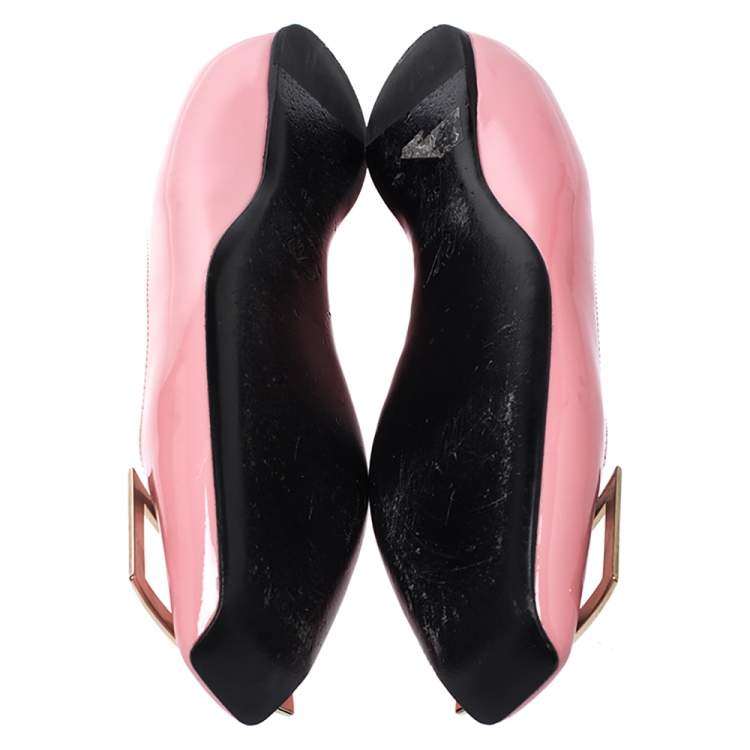 Pre Owned Roger Vivier Pink Patent Leather Ballet Flats Size 36