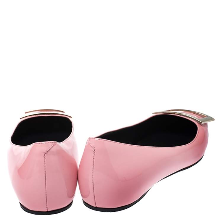 Pre Owned Roger Vivier Pink Patent Leather Ballet Flats Size 36