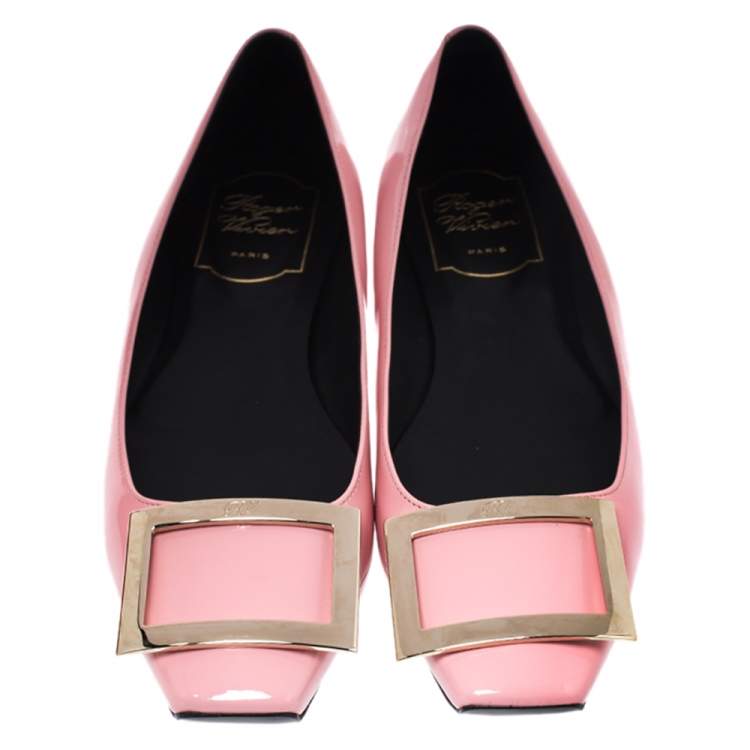 Pre Owned Roger Vivier Pink Patent Leather Ballet Flats Size 36