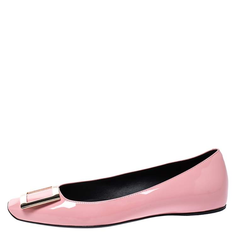 Pre Owned Roger Vivier Pink Patent Leather Ballet Flats Size 36