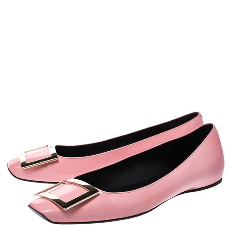 Pre Owned Roger Vivier Pink Patent Leather Ballet Flats Size 36