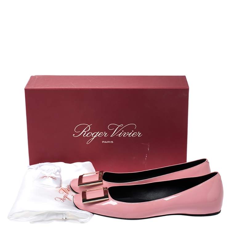 Pre Owned Roger Vivier Pink Patent Leather Ballet Flats Size 36