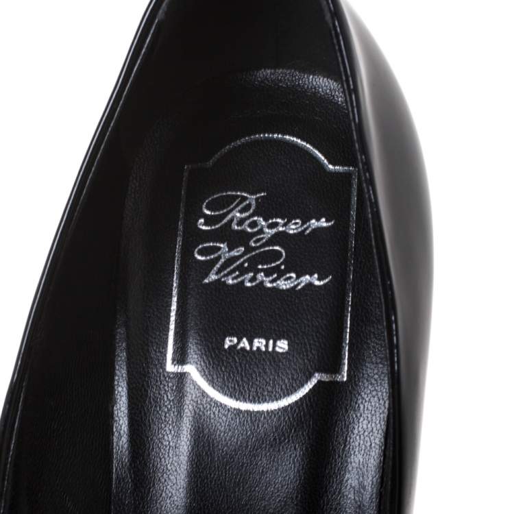 Pre Owned Roger Vivier Black Patent Leather Trompette Pumps Size 39