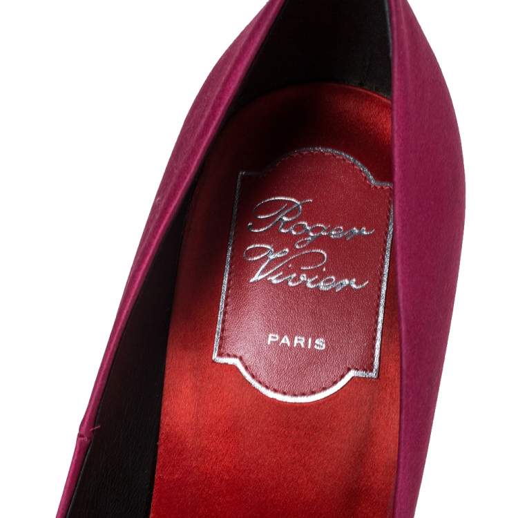 Pre Owned Roger Vivier Multicolor Satin Square Buckle Pumps Size 37