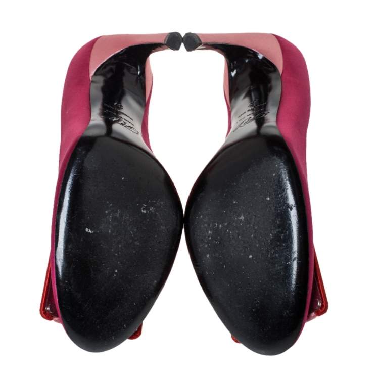 Pre Owned Roger Vivier Multicolor Satin Square Buckle Pumps Size 37