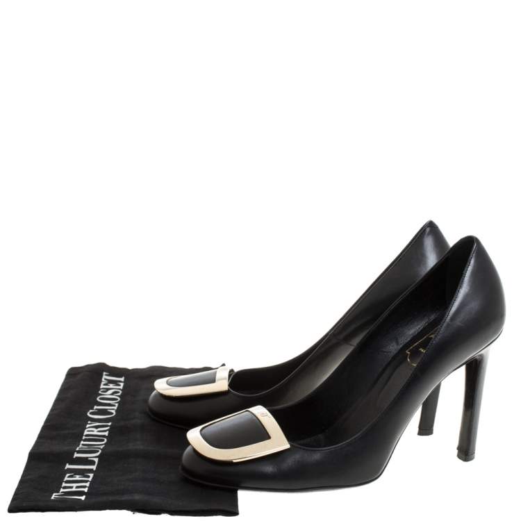 مملوكة مسبقًا Roger Vivier Black Leather Pumps Size 37.5