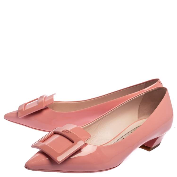 مملوكة مسبقًا Roger Vivier Pink Patent Leather Pointed Toe Ballet Flats Size 38