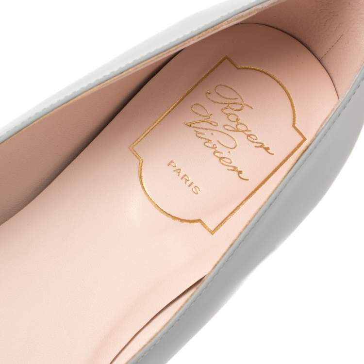 Pre Owned Roger Vivier Grey Patent Leather Ballet Flats Size 39