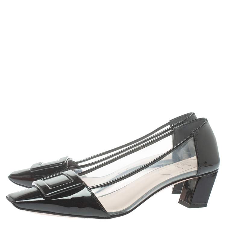 Pre Owned Roger VIvier Black PVC And Patent Leather  Pumps Size 37.5