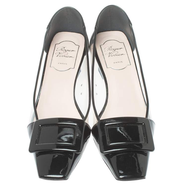 Pre Owned Roger VIvier Black PVC And Patent Leather  Pumps Size 37.5