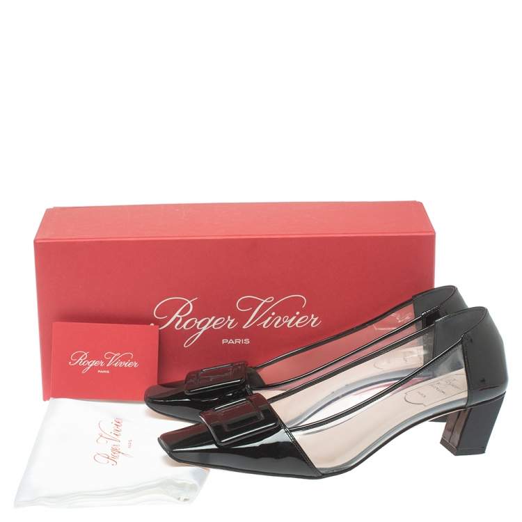 Pre Owned Roger VIvier Black PVC And Patent Leather  Pumps Size 37.5