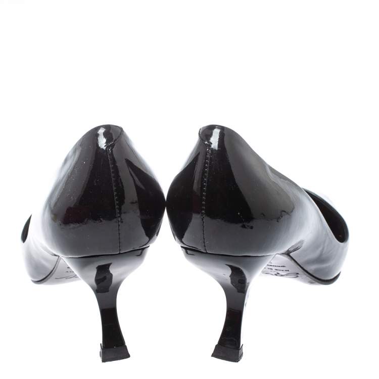 Pre Owned Roger Vivier Black Patent Leather Pointed Toe Pumps Size 36.5