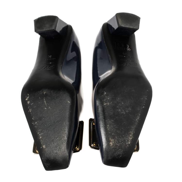 مملوكة مسبقًا Roger Vivier Blue Patent Leather Tres Pumps Size 35