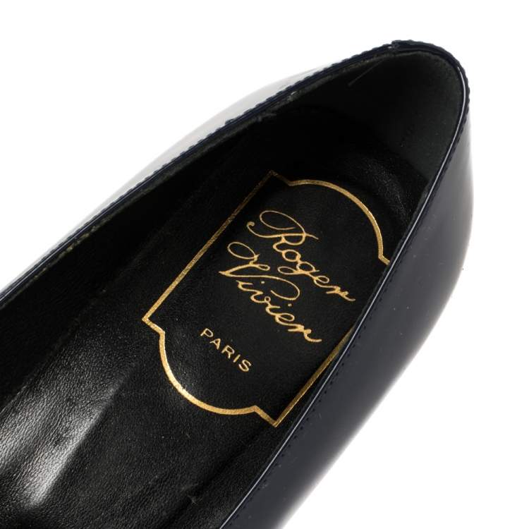 مملوكة مسبقًا Roger Vivier Blue Patent Leather Tres Pumps Size 35