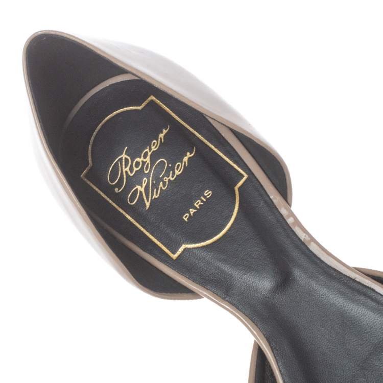 Pre Owned Roger Vivier Brown Patent Leather D'orsay Ballet Flats Size 35