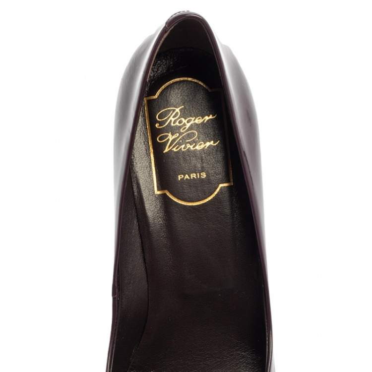Pre Owned Roger Vivier Purple Patent Leather Belle Vivier Trompette Pumps Size 38.5