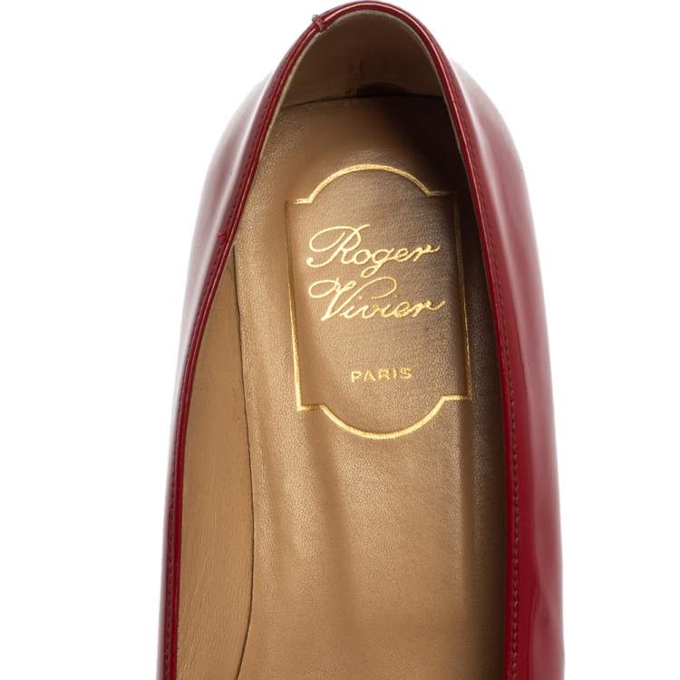 Pre Owned Roger Vivier Red Patent Leather Ballet Flat Size 36.5
