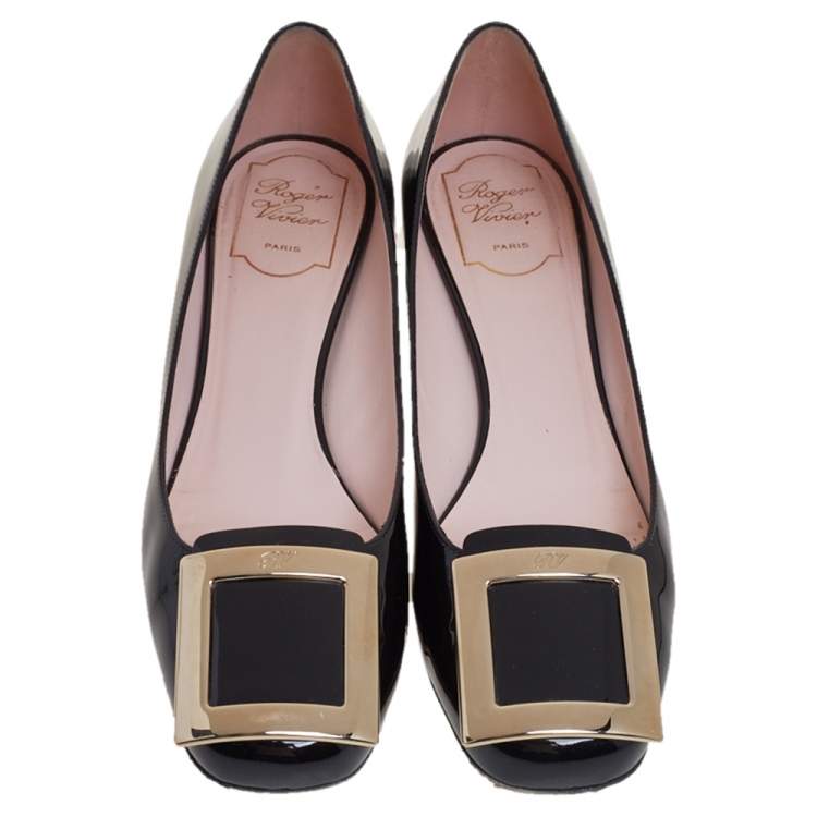 مملوكة مسبقًا Roger Vivier Black Patent Leather Très Vivier Pumps Size 39.5