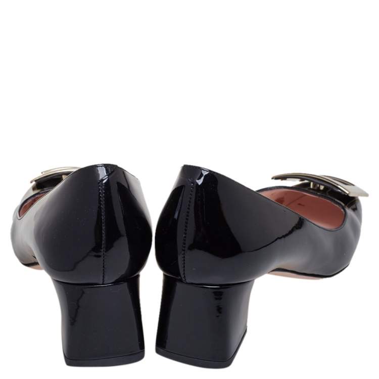 مملوكة مسبقًا Roger Vivier Black Patent Leather Très Vivier Pumps Size 39.5