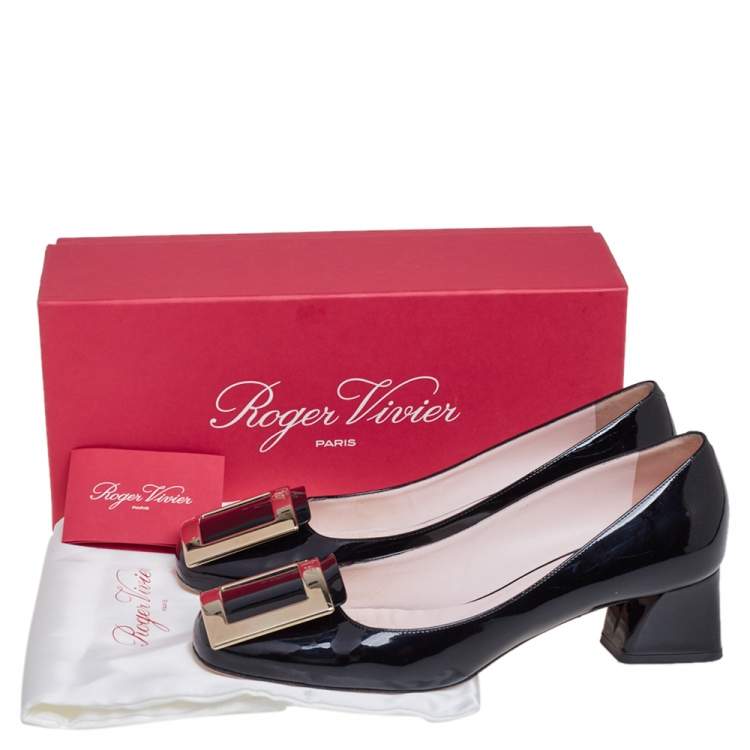 مملوكة مسبقًا Roger Vivier Black Patent Leather Très Vivier Pumps Size 39.5