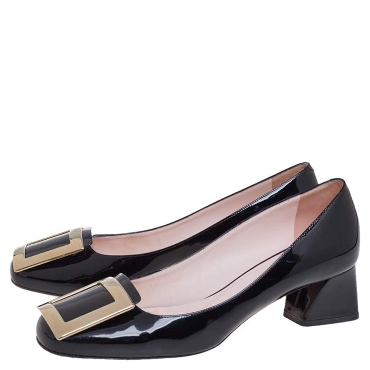 مملوكة مسبقًا Roger Vivier Black Patent Leather Très Vivier Pumps Size 39.5