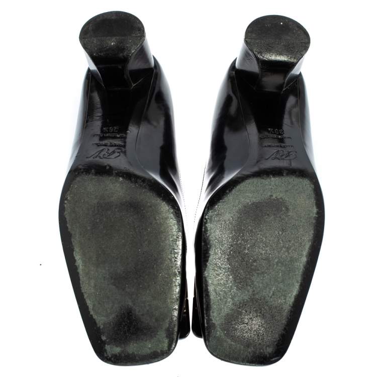 Pre Owned Roger Vivier Black Leather Belle Vivier Buckle Block Heel Pumps Size 38.5