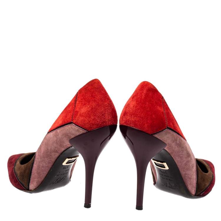 Pre Owned  Roger Vivier Multicolor Suede Pumps Size 37.5