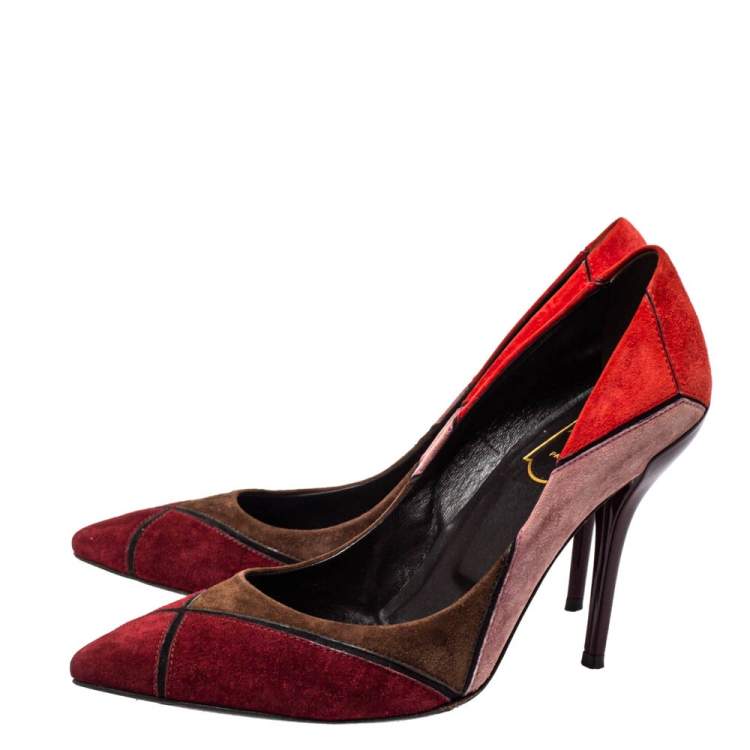 Pre Owned  Roger Vivier Multicolor Suede Pumps Size 37.5