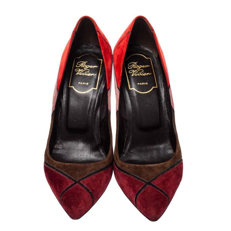 Pre Owned  Roger Vivier Multicolor Suede Pumps Size 37.5