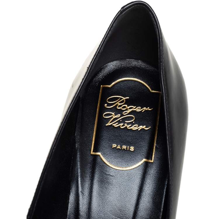 Pre Owned Roger Vivier Black Leather Belle Square Toe Pumps Size 40
