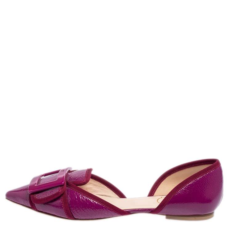 Pre Owned Roger Vivier Pink Patent Leather Gommettine Ballet Flats Size 38