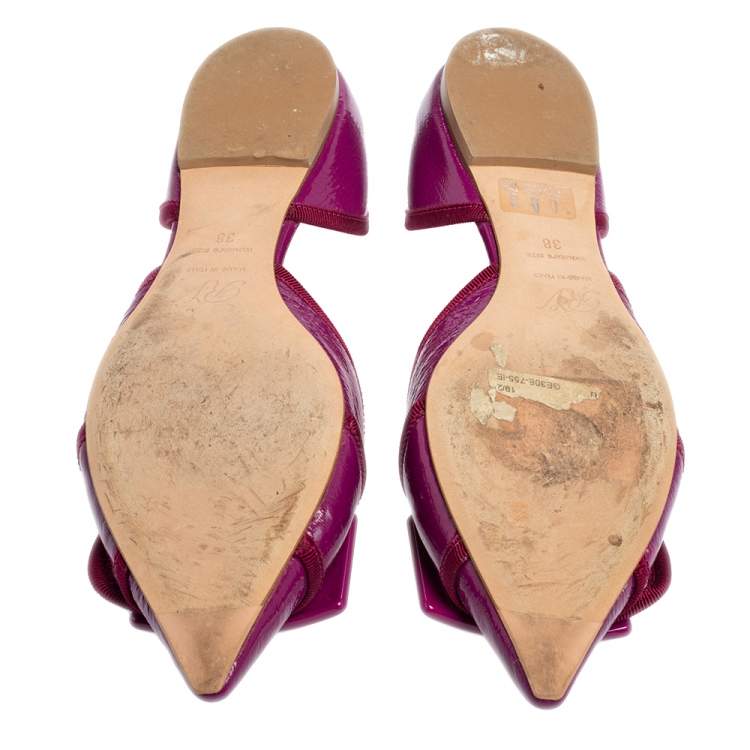 Pre Owned Roger Vivier Pink Patent Leather Gommettine Ballet Flats Size 38