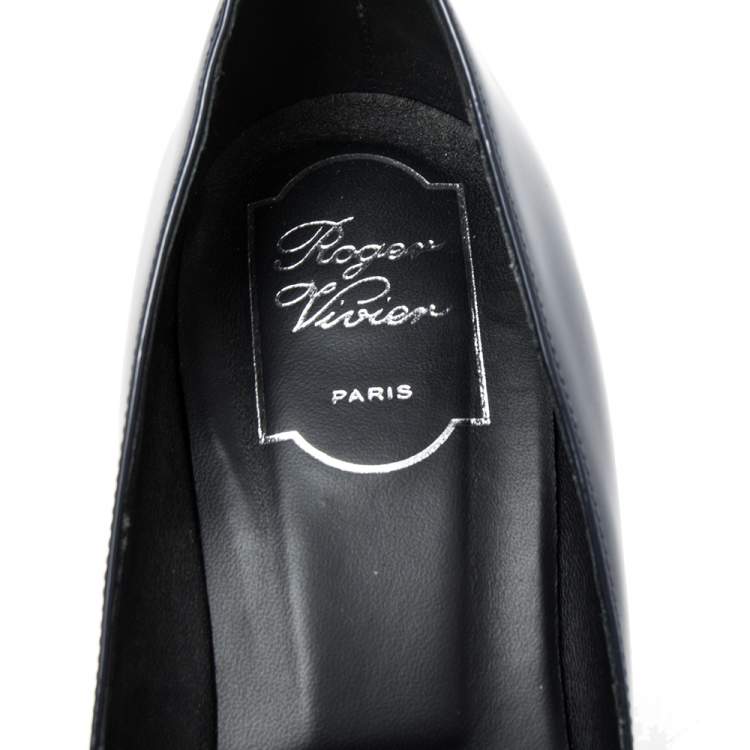 Pre Owned Roger Vivier Navy Blue Patent Leather Sexy Choc Pumps Size 40