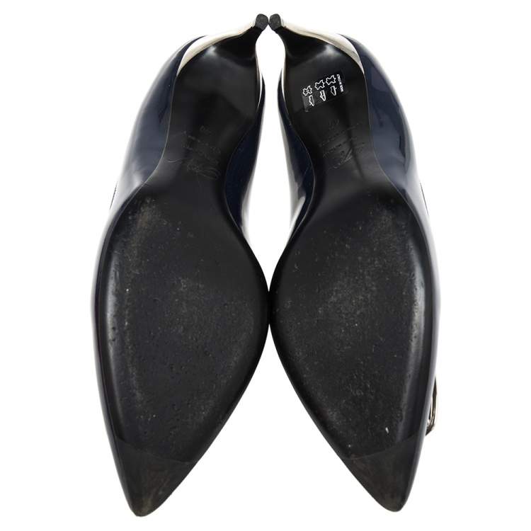 Pre Owned Roger Vivier Navy Blue Patent Leather Sexy Choc Pumps Size 40