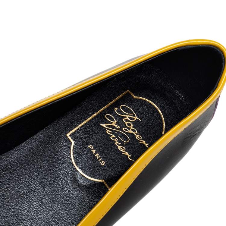مملوكة مسبقًا Roger Vivier Multicolor Patent Leather Ballet Flats Size 37