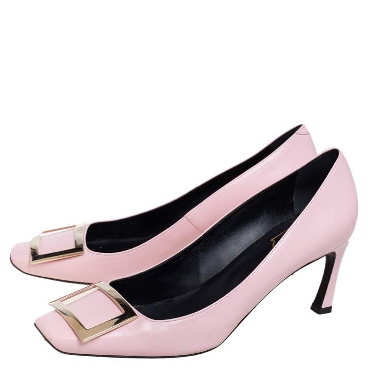 Pre Owned Roger Vivier Pink Leather Trompette Buckle Pumps Size 39