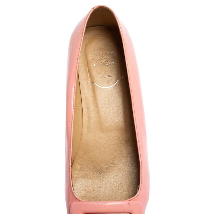 Pre Owned Roger Vivier Pink Patent Leather Ballet Flat Pumps Size 37.5