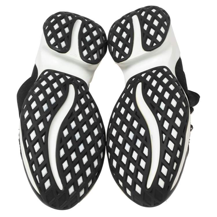 Pre Owned Roger Vivier Black Leather And Fabric Sneaky Viv Crystal Embellished Slip On Sneakers Size 40