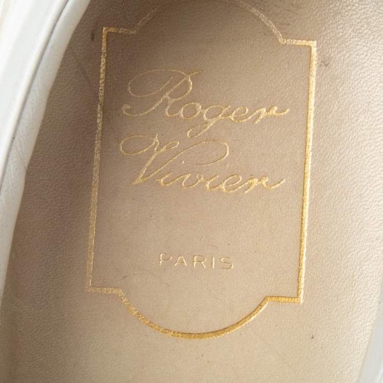 Pre Owned Roger Vivier White  Leather Sneaky Viv Zip-Up Sneakers Size 37