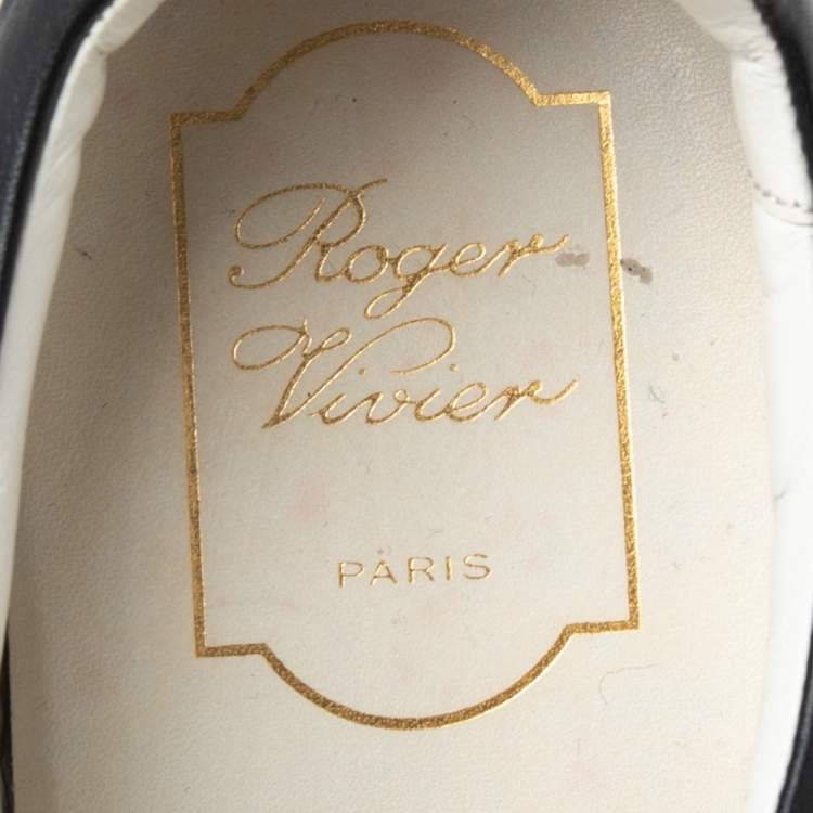 Pre Owned Roger Vivier Black Leather Sneaky Viv Zip-Up Sneakers Size 36.5
