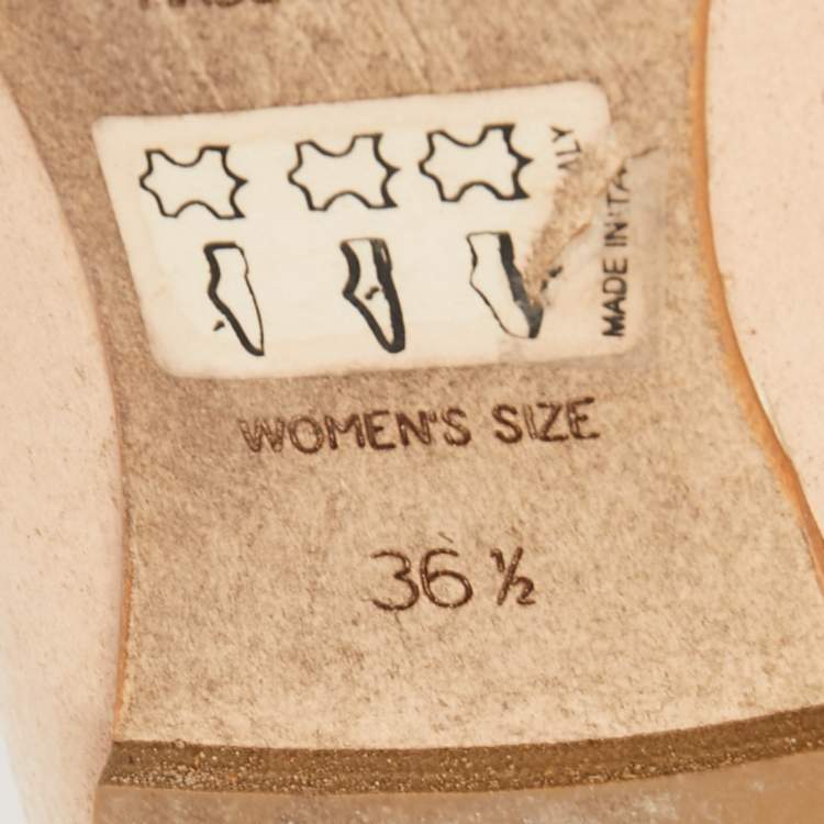 Pre Owned Roger Vivier Beige Leather Trompette Ballet Flats Size 36.5 