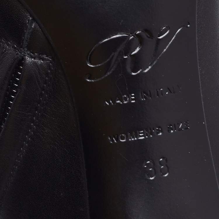 Pre Owned Roger Vivier Black Leather Ankle Booties Size 38