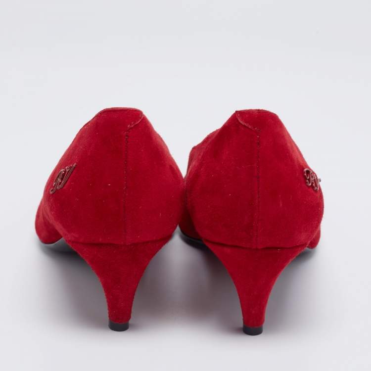Pre Owned Roger Vivier Red Suede Pointed Toe Pumps Size 39