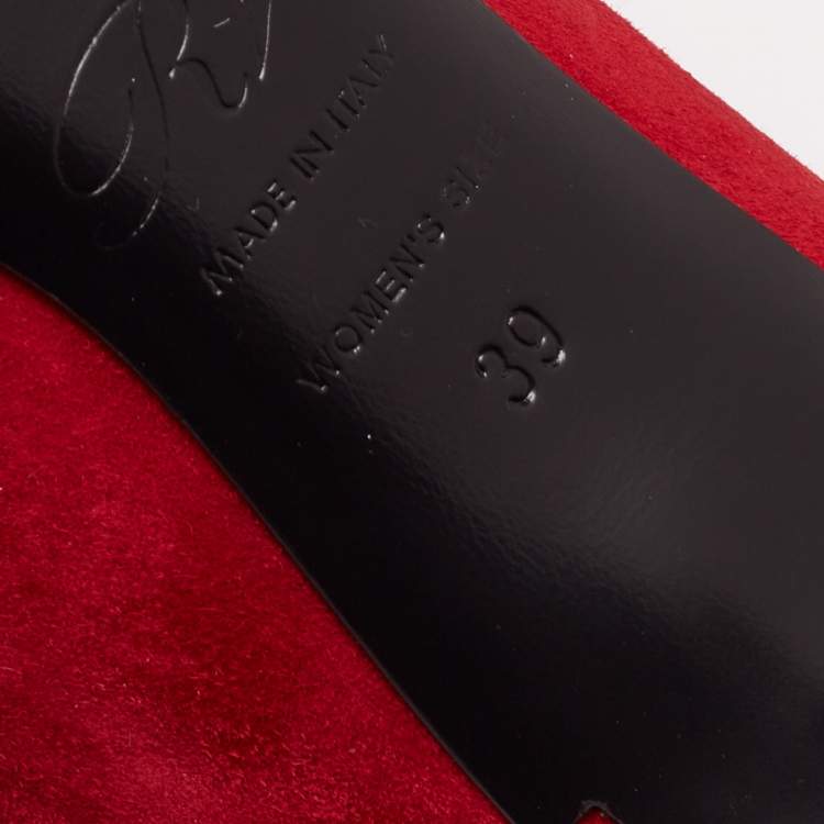 Pre Owned Roger Vivier Red Suede Pointed Toe Pumps Size 39