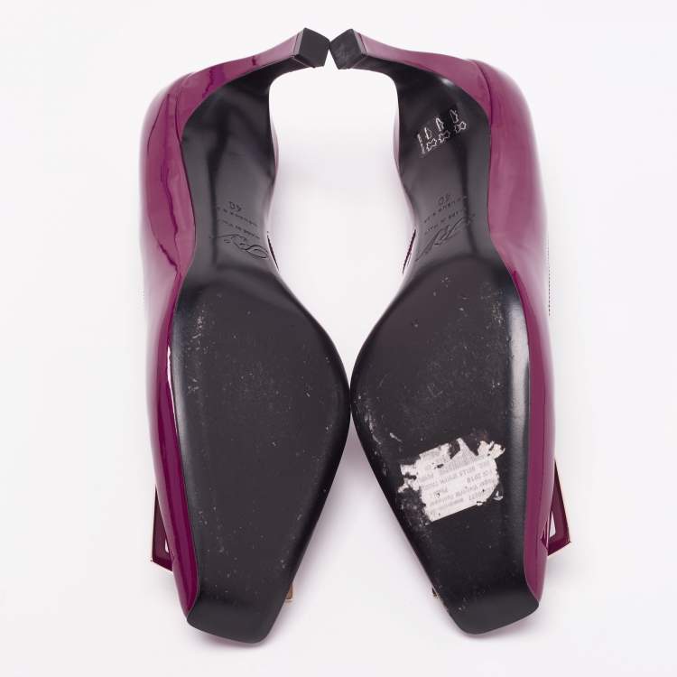 Pre Owned Roger Vivier Purple Patent Leather Trompette Pumps Size 40