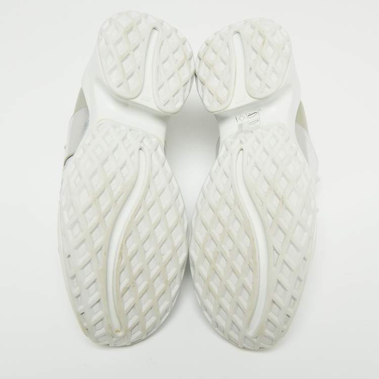 Pre Owned Roger Vivier Silver  Fabrics  And Leather Viv' Run Strass Buckle Sneakers Size 40.5