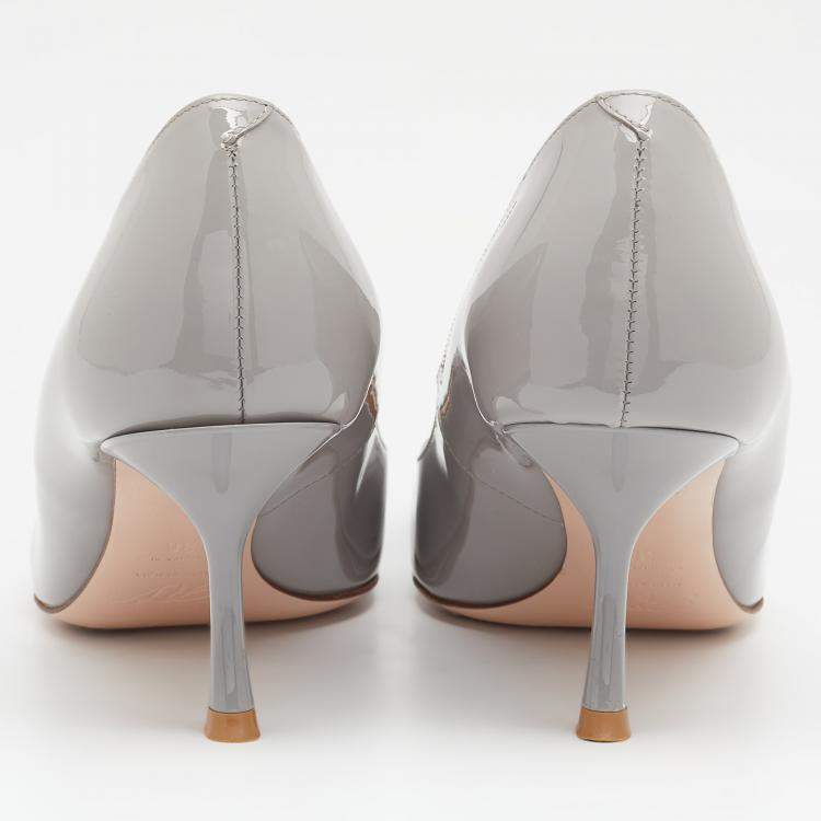 Pre Owned Roger Vivier Grey Patent Leather Viv’ In The City Pumps Size 38