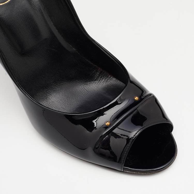 Pre Owned Roger Vivier Black Patent Leather Peep Toe Pumps 39