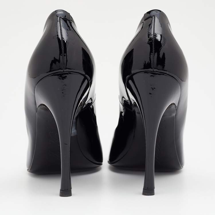 Pre Owned Roger Vivier Black Patent Leather Peep Toe Pumps 39