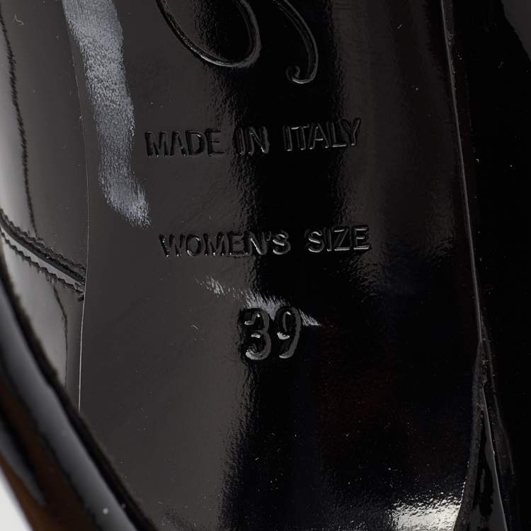 Pre Owned Roger Vivier Black Patent Leather Peep Toe Pumps 39